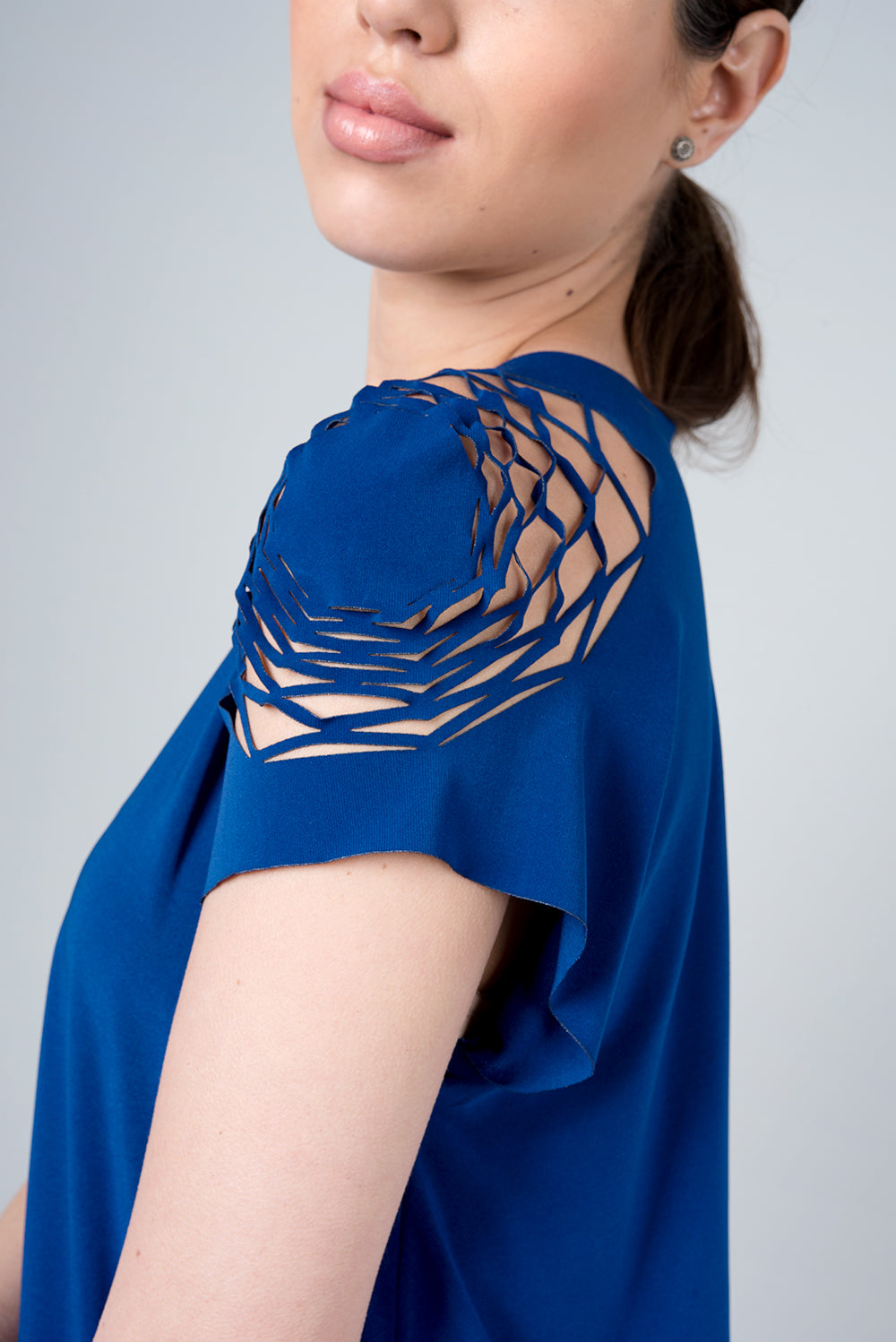 Blue delta shirt - shirt with hexagons on the shoulder