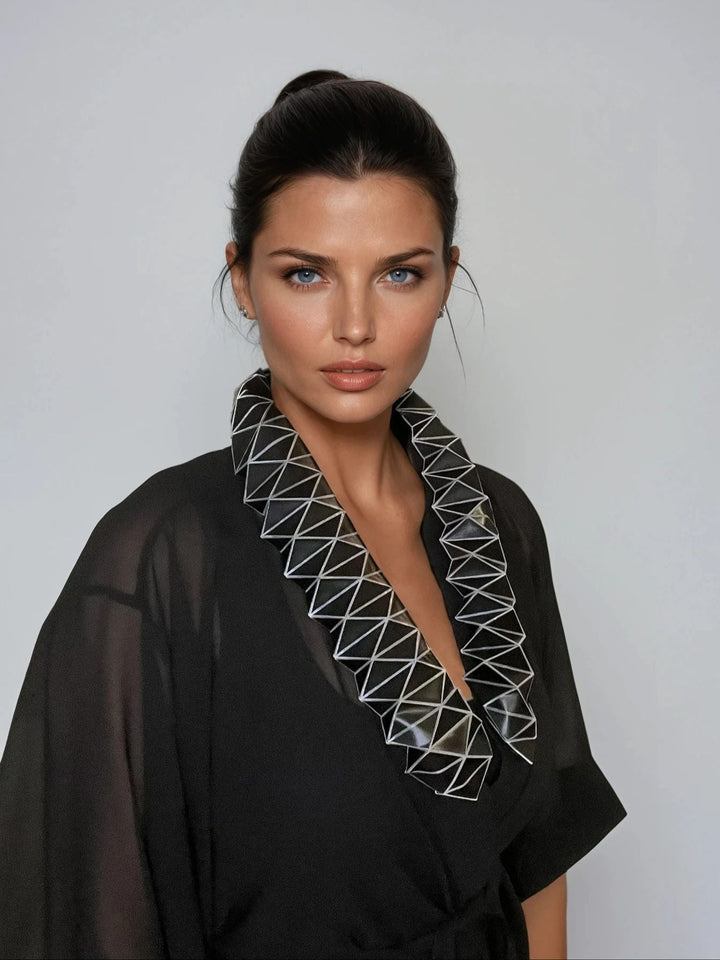 Black Kimono Jacket with Origami Collar