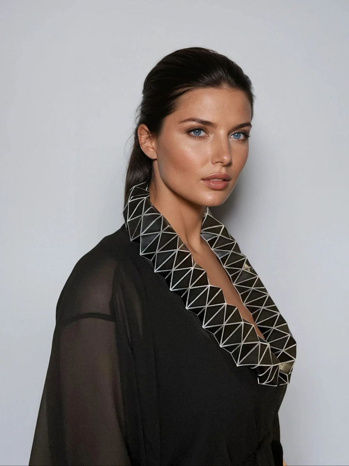 Black Kimono Jacket with Origami Collar
