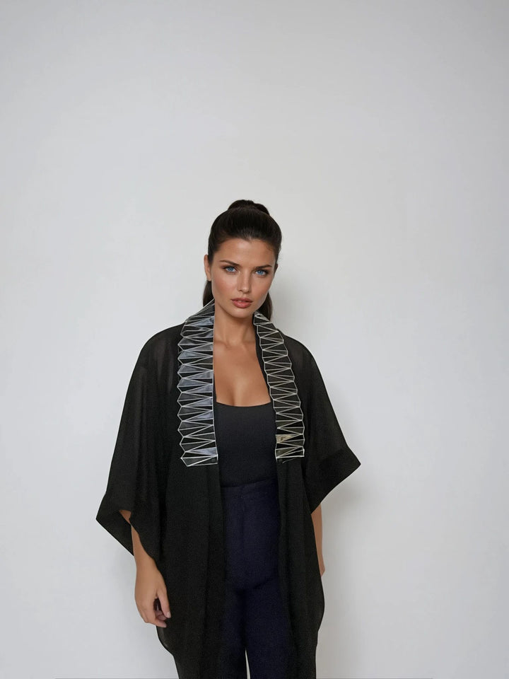 Black Kimono Jacket with Origami Collar