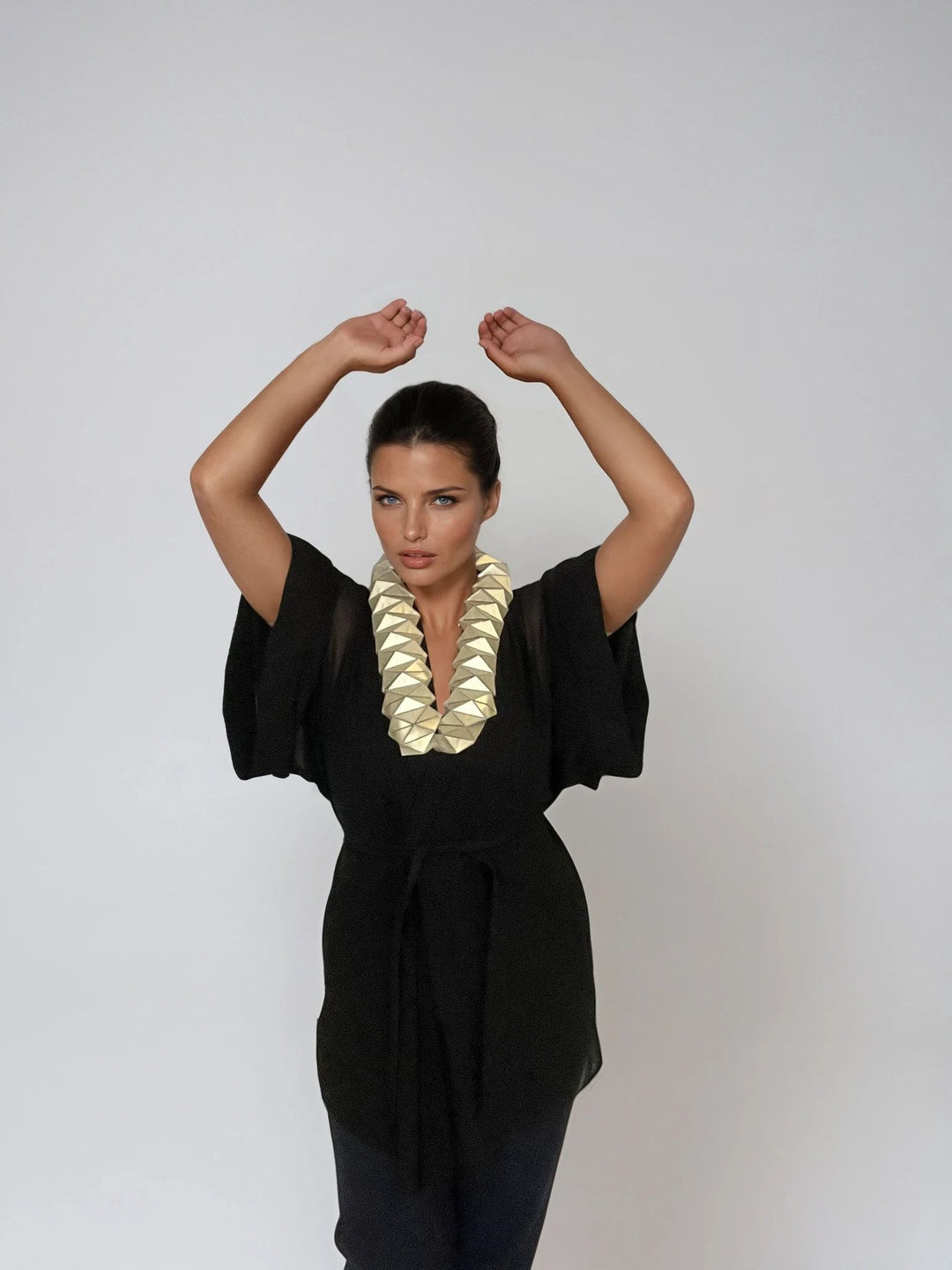 Black Kimono Jacket with Origami Collar