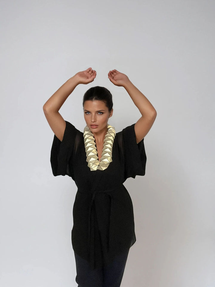 Black Kimono Jacket with Origami Collar