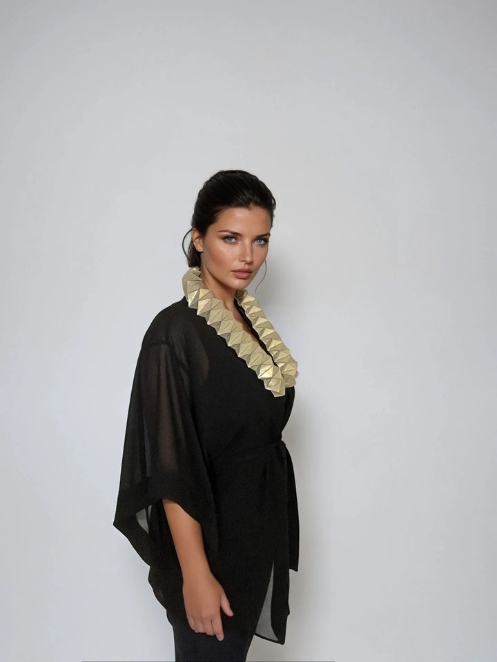 Black Kimono Jacket with Origami Collar