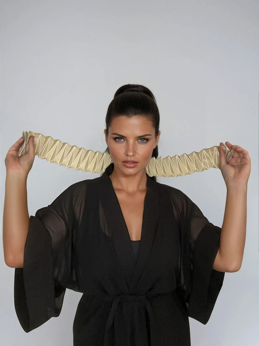 Black Kimono Jacket with Origami Collar