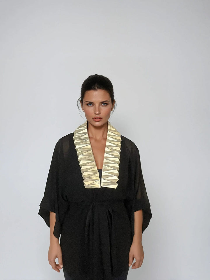 Black Kimono Jacket with Origami Collar