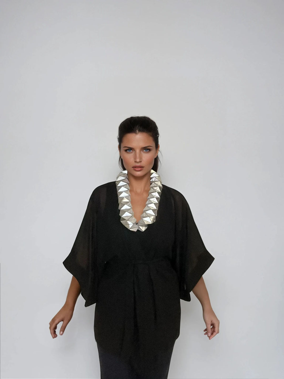 Black Kimono Jacket with Origami Collar