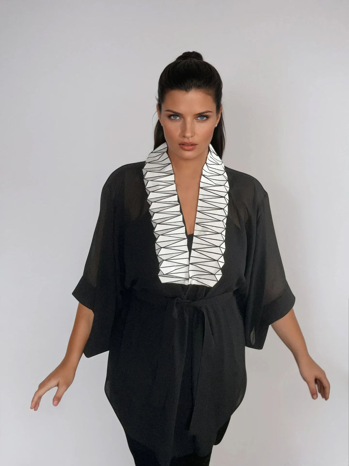 Black Kimono Jacket with Origami Collar
