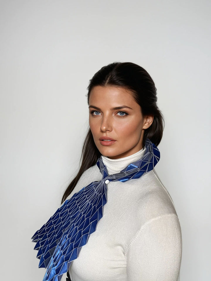 Long Blue Origami Scarf