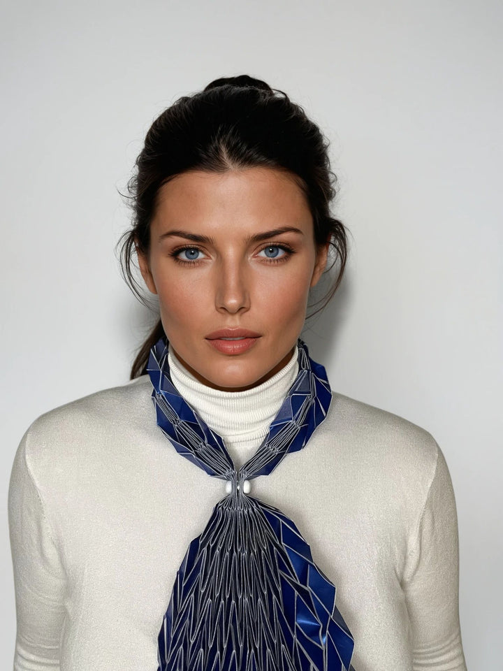 Long Blue Origami Scarf