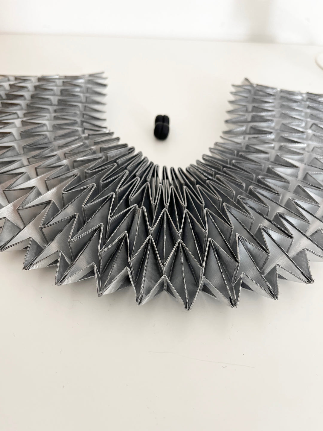 Silver Origami Handcrafted Statement Textile Necklace