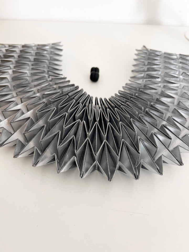 Silver Origami Handcrafted Statement Textile Necklace