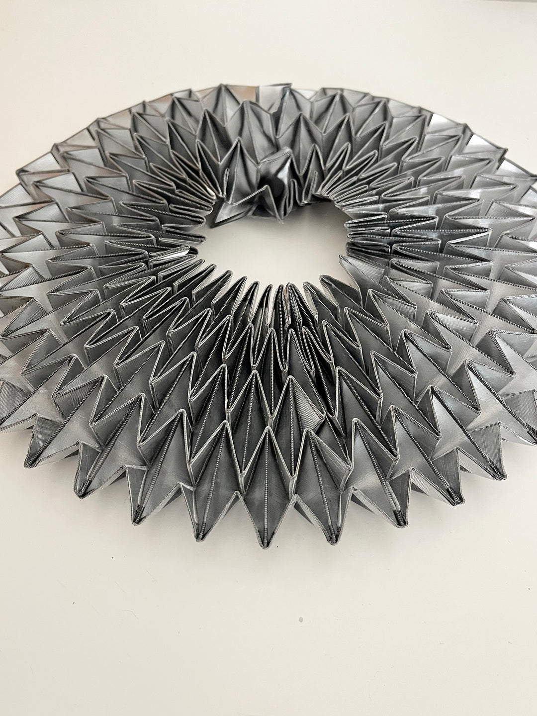 Silver Origami Handcrafted Statement Textile Necklace