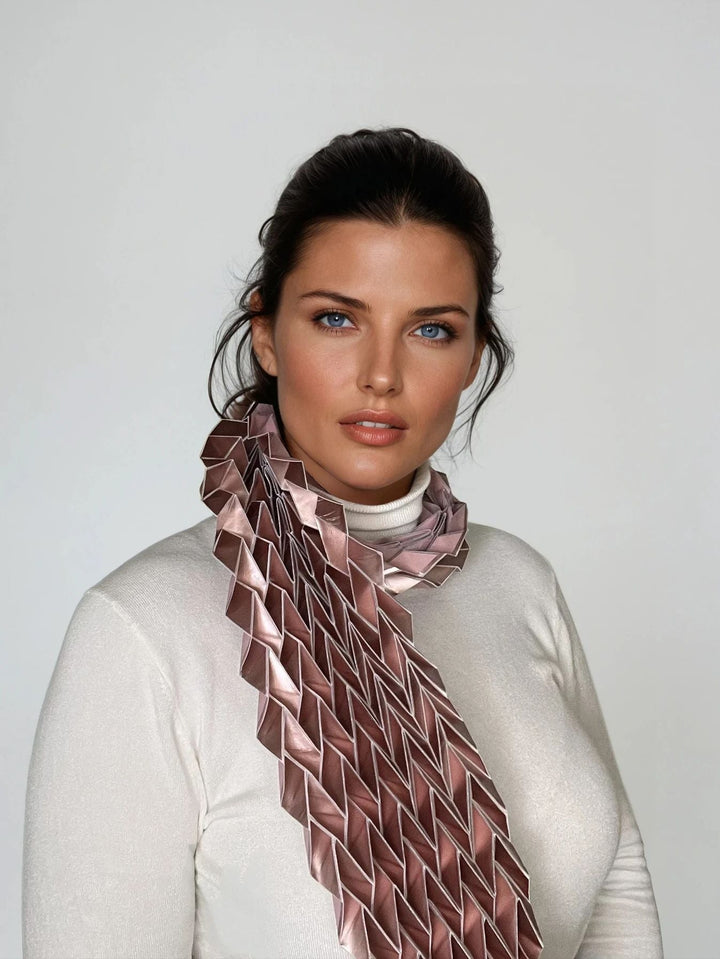 Long ֿRose Gold Origami Scarf