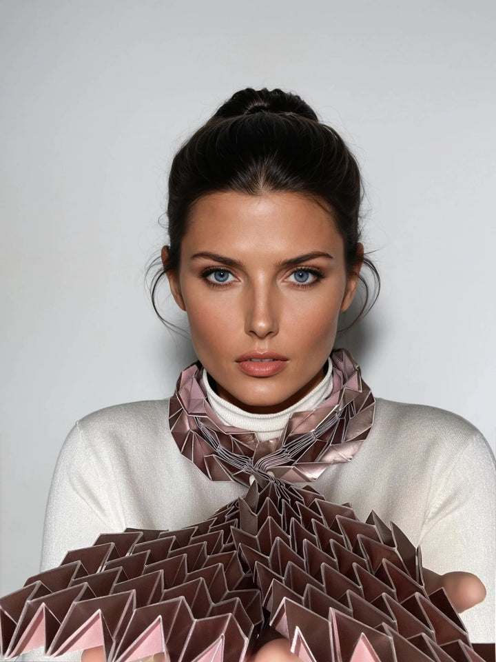 Long ֿRose Gold Origami Scarf