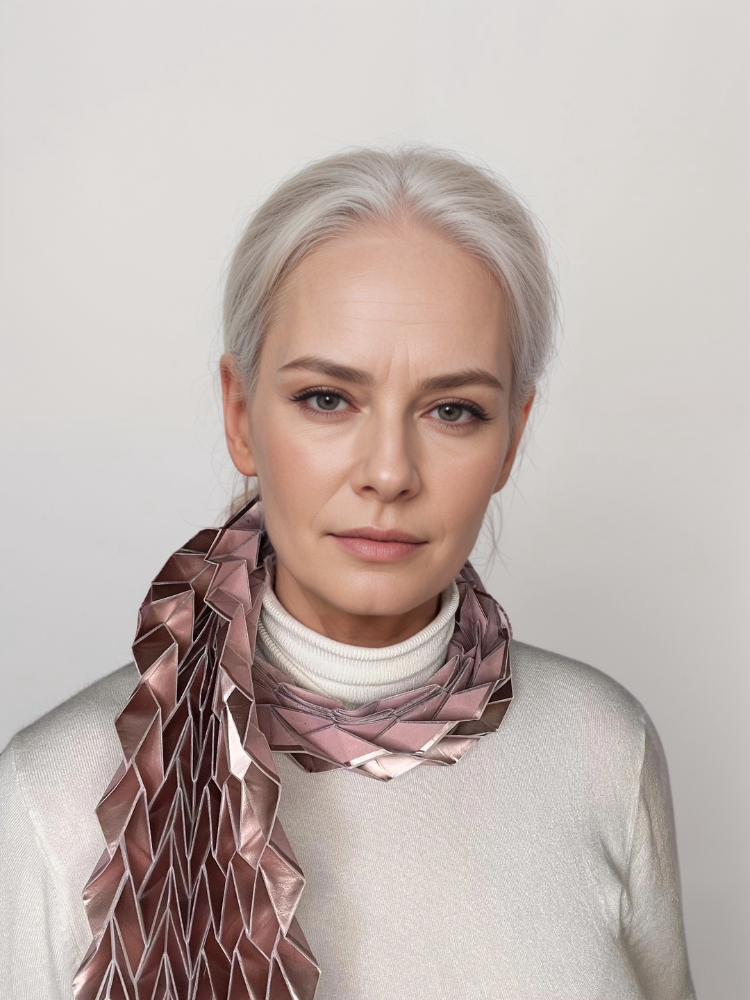 Long ֿRose Gold Origami Scarf