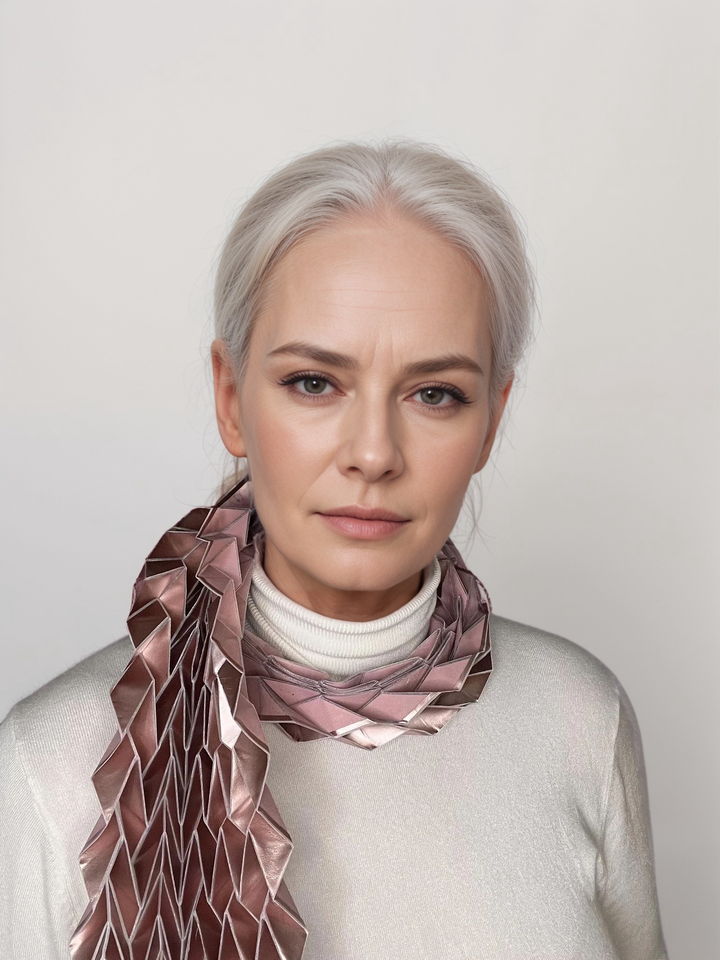 Long ֿRose Gold Origami Scarf