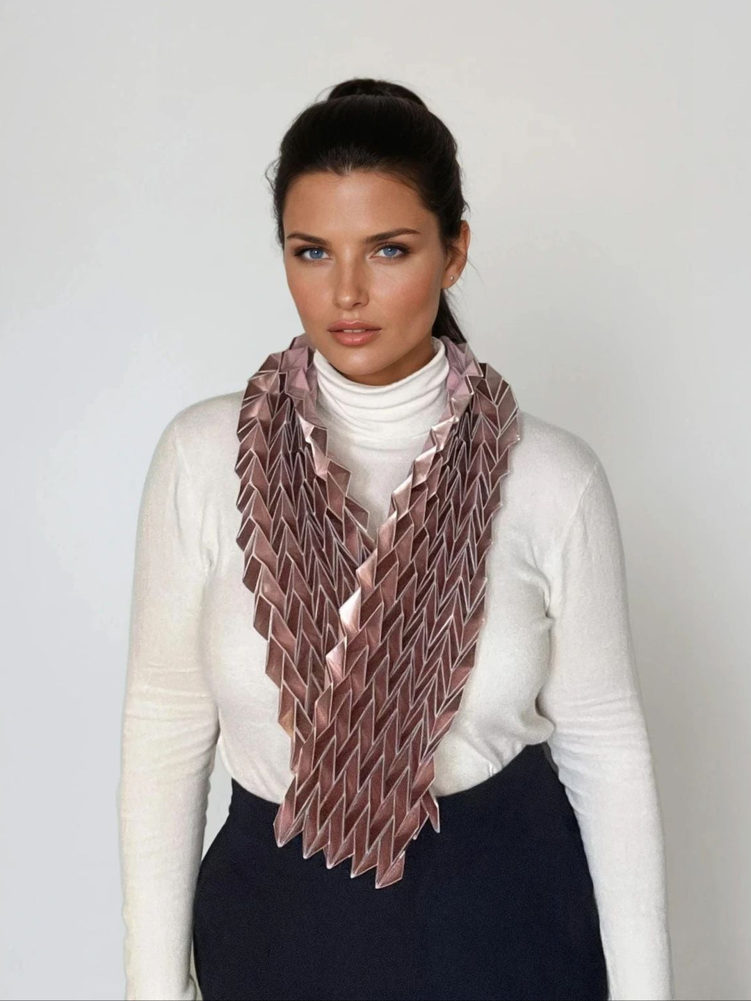 Long ֿRose Gold Origami Scarf