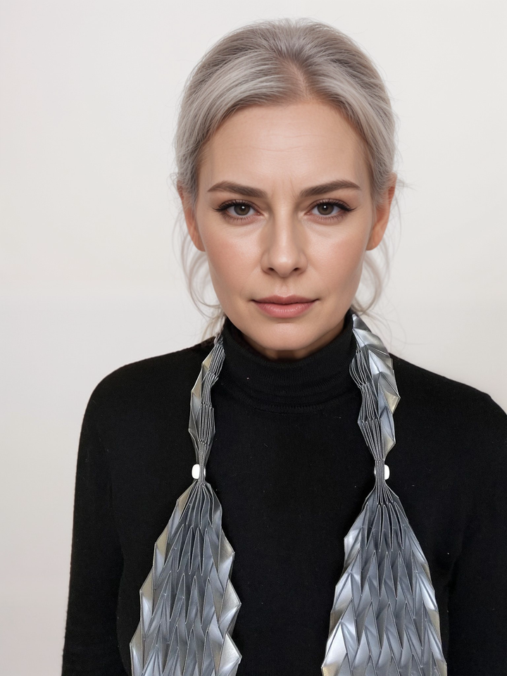 Long Silver Origami Scarf