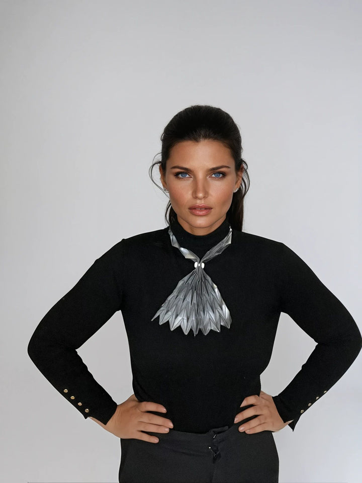 Silver Origami Neck Scarf