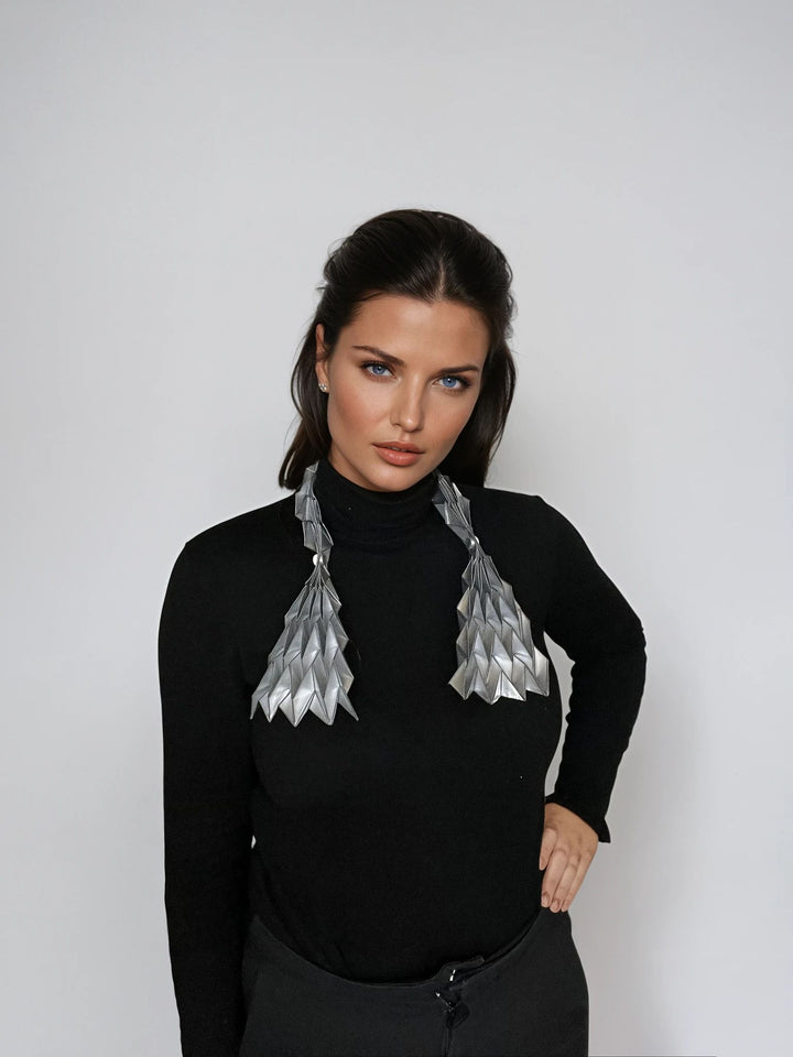 Silver Origami Neck Scarf