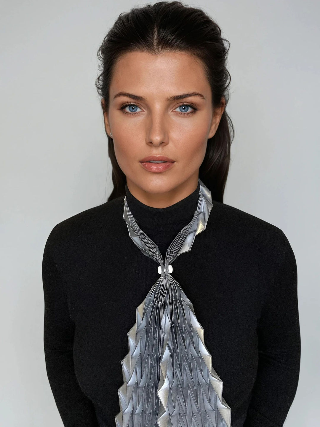 Long Silver Origami Scarf