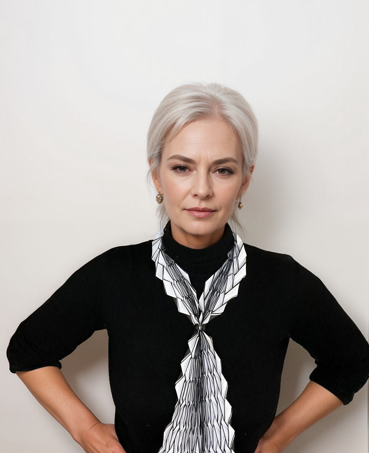 Long White Origami Scarf