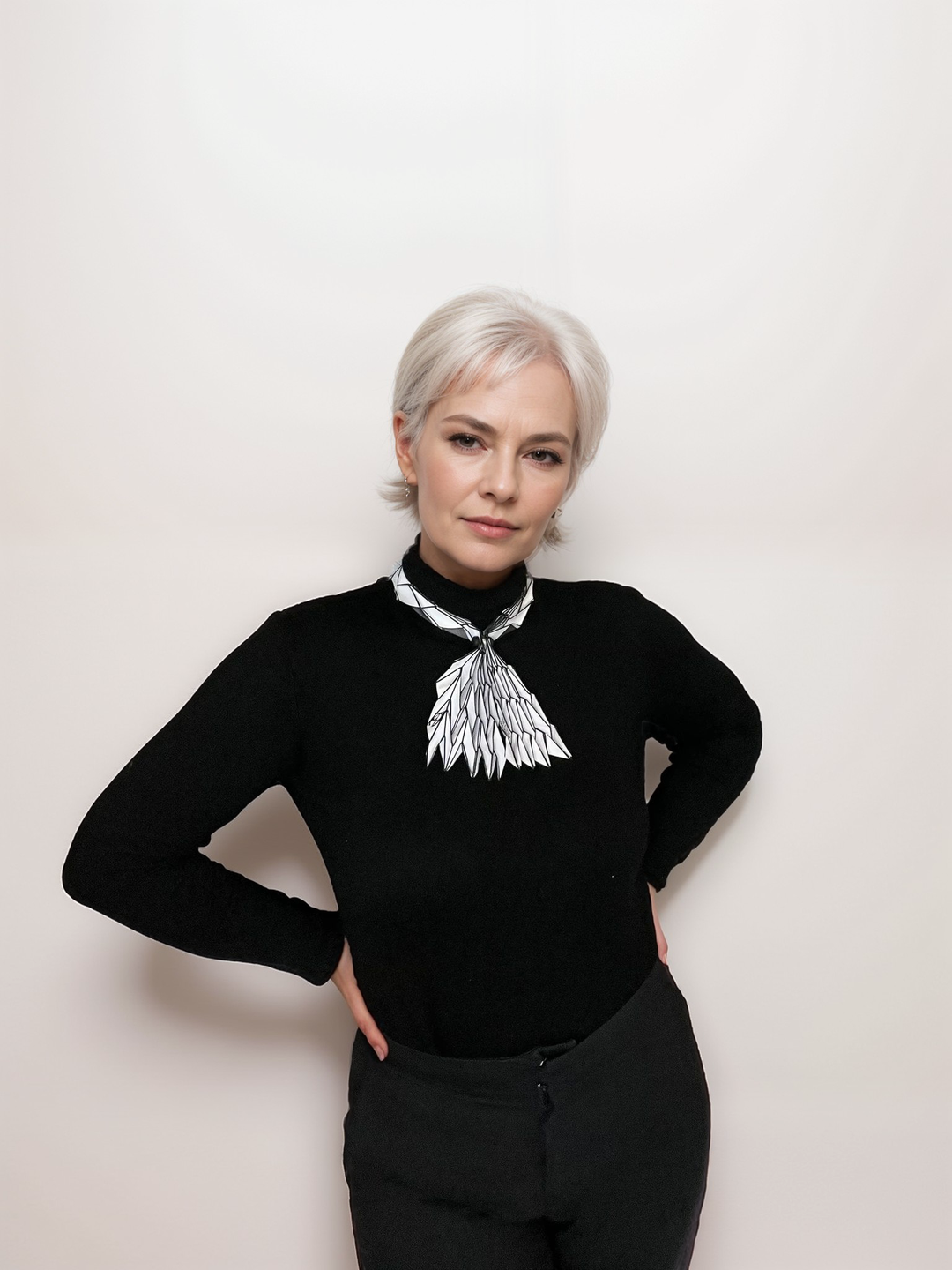 White Origami Neck Scarf