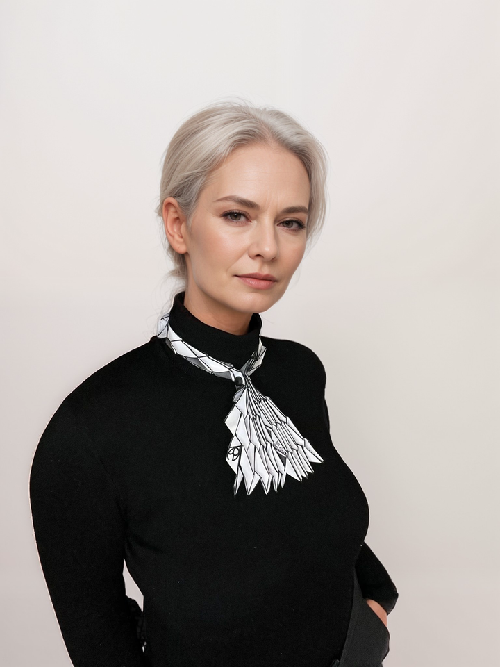 White Origami Neck Scarf