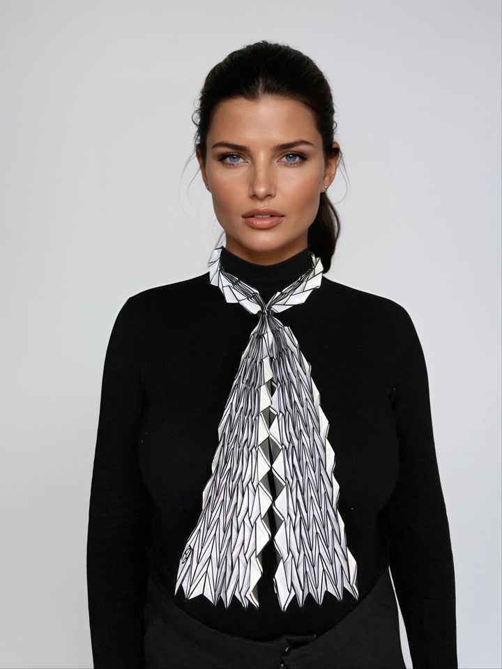 Long White Origami Scarf