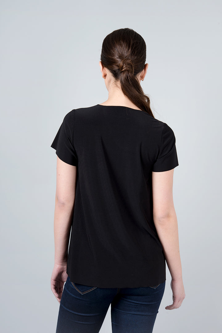 Black V-neck shirt with short sleeves - Zeta shirt