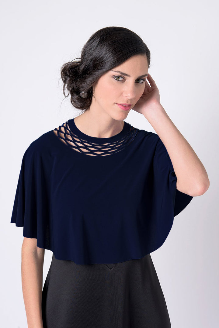 A special top for the event with a chain cut - a navy blue top