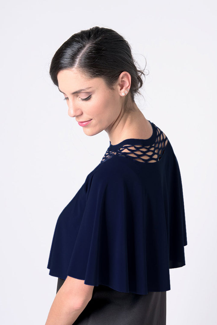 A special top for the event with a chain cut - a navy blue top