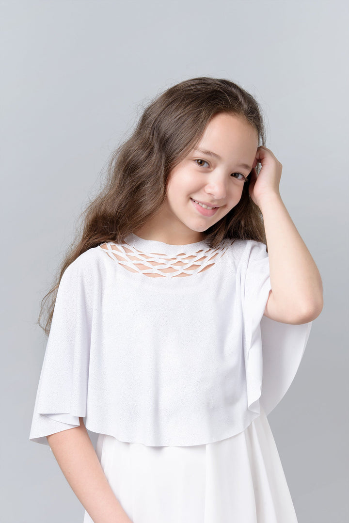 A sparkling white top for a girl - a top for a Bat Mitzvah and an event