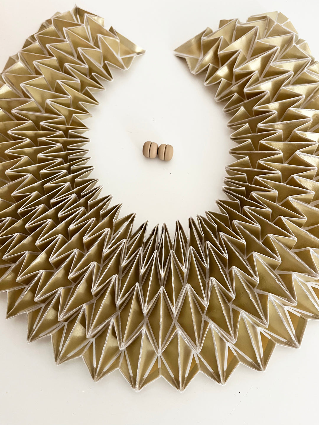 Gold Origami Handcrafted Statement Textile Necklace