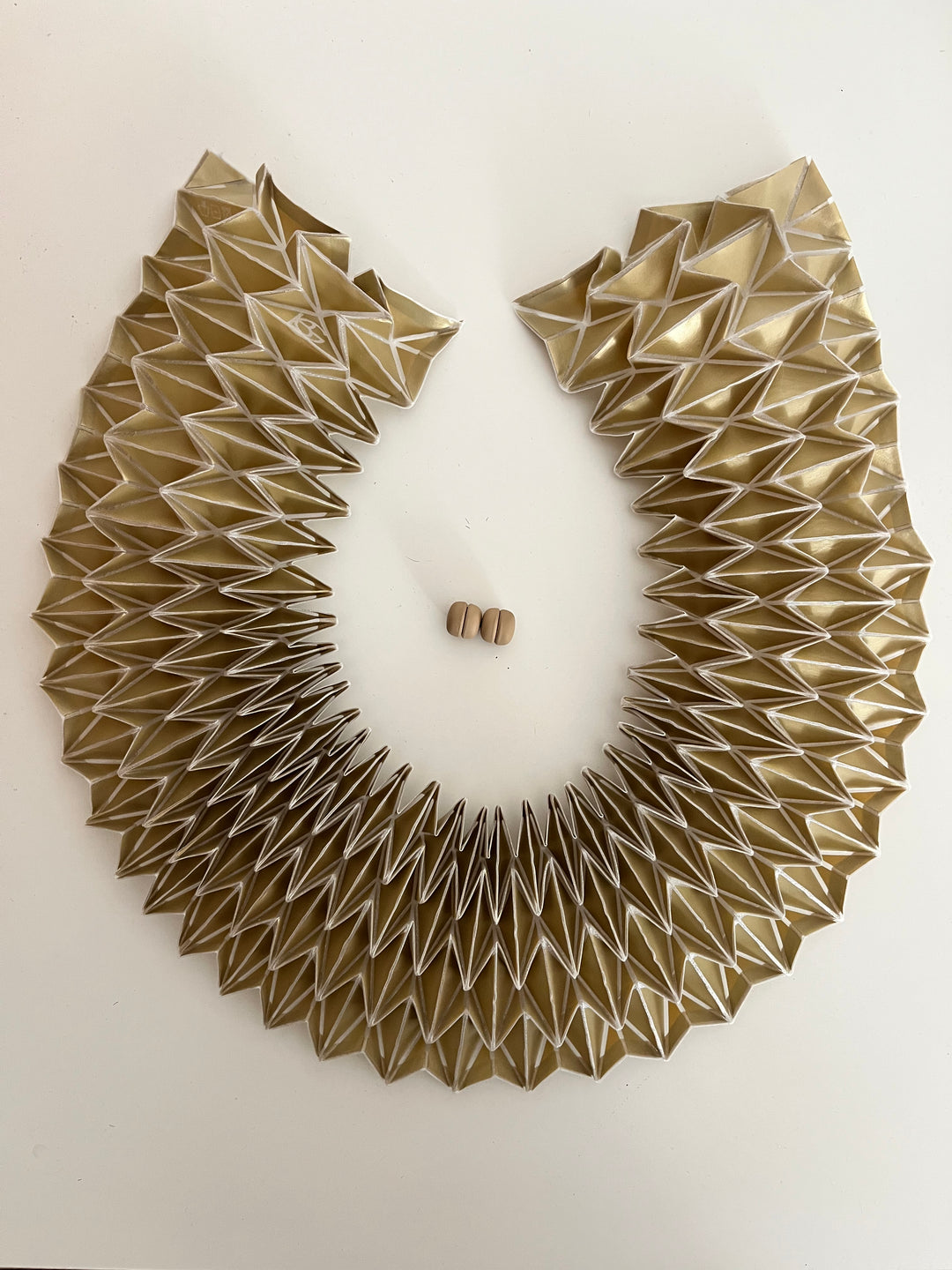 Gold Origami Handcrafted Statement Textile Necklace