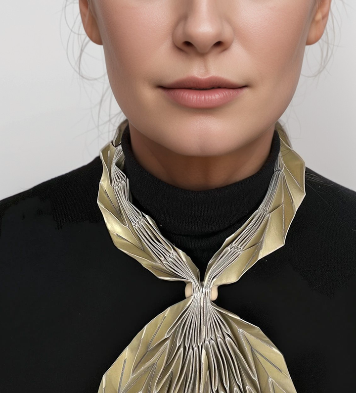 Long Gold Origami Scarf