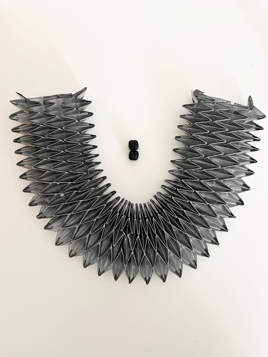 Silver Origami Handcrafted Statement Textile Necklace