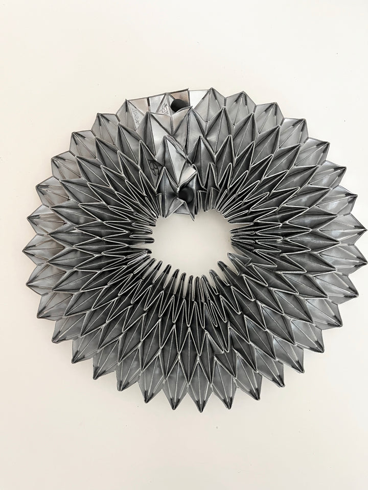 Silver Origami Handcrafted Statement Textile Necklace