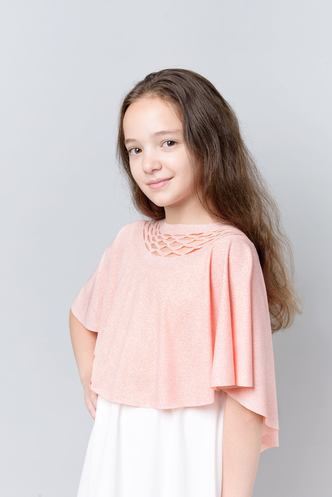 Top for an event for a girl - peach pink top - glittery top for a girl