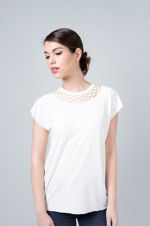 חולצת שרשרת שרוול קצר - חולצה לבנה