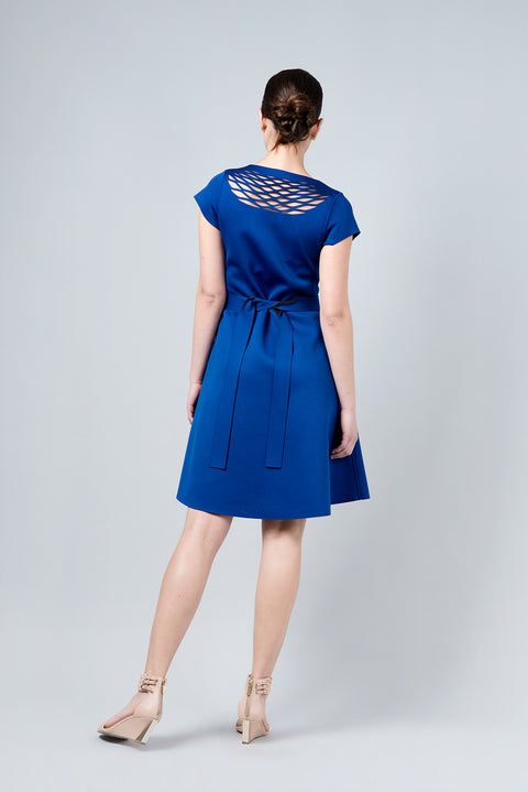 שמלה דו צדדית כחול ונייבי - שמלת אומגה I/O