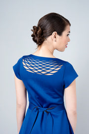 שמלה דו צדדית כחול ונייבי - שמלת אומגה I/O